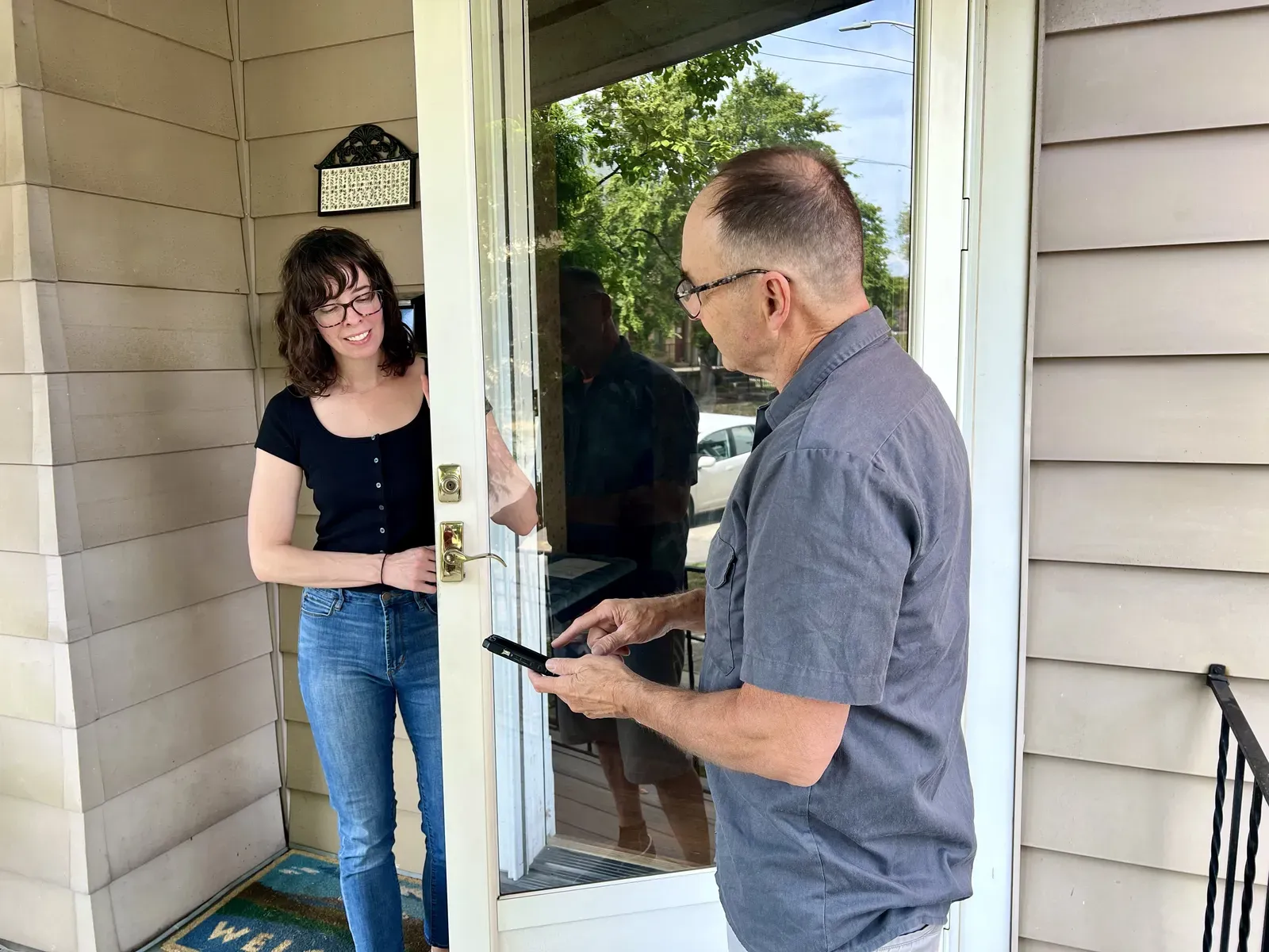 Ernest arriving at customer's home for consultation